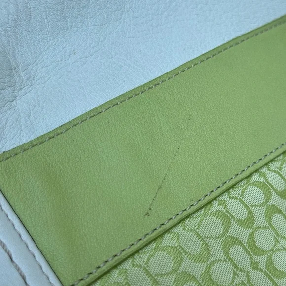 Coach Hampton White Leather Stripe Buckle Double Handle Satchel Shoulder Bag - Picture 2 of 9